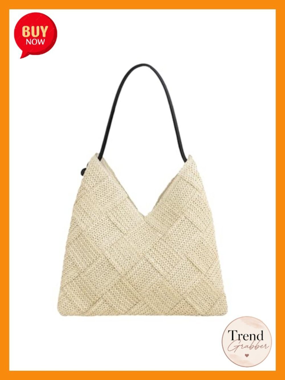 Handwoven Straw Hobo Tote Bag Woven Shoulder Handbag Summer Purse